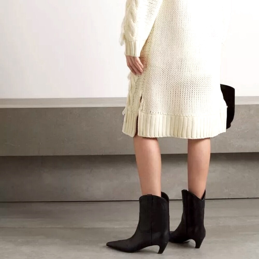 FARM RIO Ivory Cable Knit Fringe Midi Sweater Dress M MSRP $285 - Picture 5 of 10